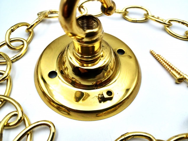 Brass Ceiling Rose Hook with chain and screws