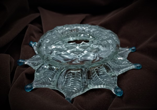 Antique Venetian Chandelier Glass Dish Pan with Blue tips 