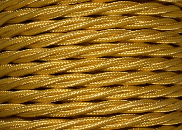 3 Core Braided Silk Flex Electrical Cable 0.75mm GOLD