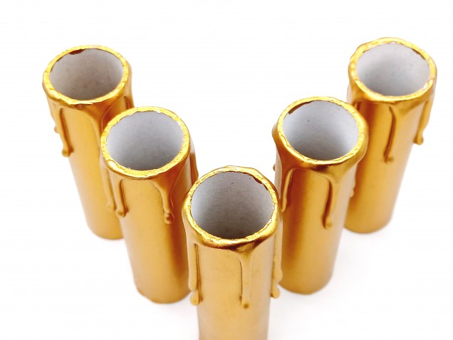 Chandelier Candle Tubes antique gold Card 85mm x 26mm  