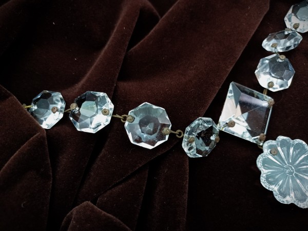 Chandelier Crystal Button Strand Antique With Divider And Rosette