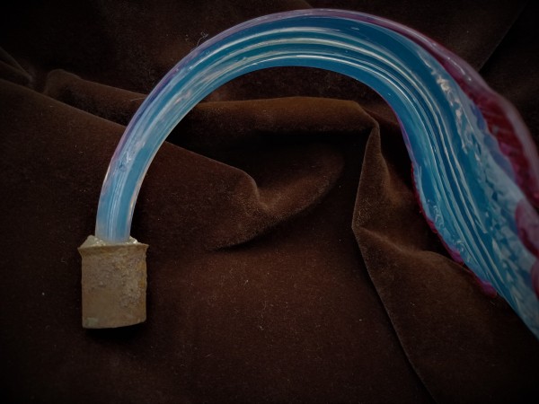 Italian Chandelier glass crook Leaf pink and blue