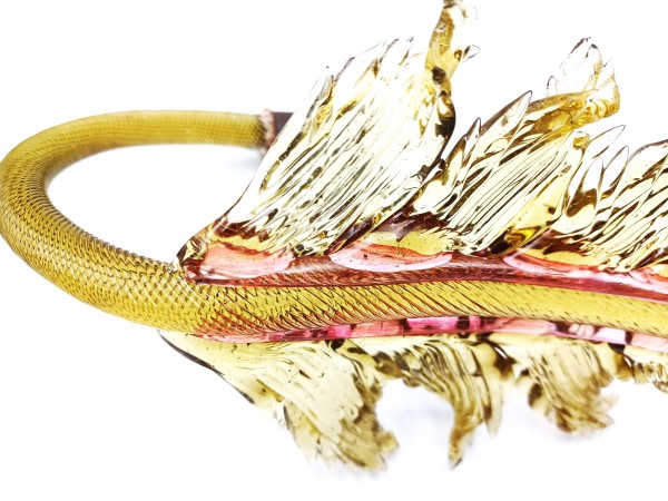 Italian Chandelier glass crook Leaf pink and green pack of 2 