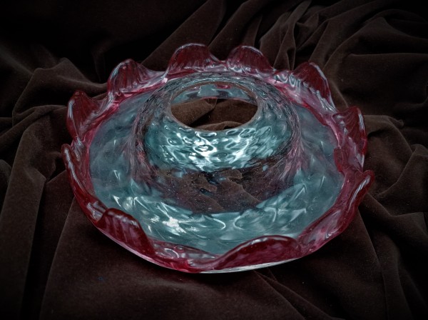 Venetian Murano Chandelier glass dish pan with red rim 