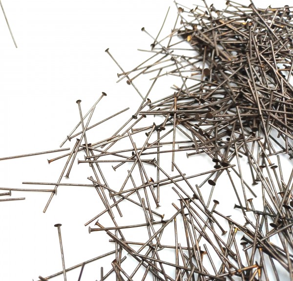 Chandelier Connecting Pins Antique dark bronze 30mm X 0.8mm 2mm Head Pack 100