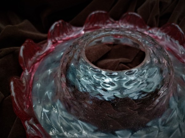 Venetian Murano Chandelier glass dish pan with red rim 