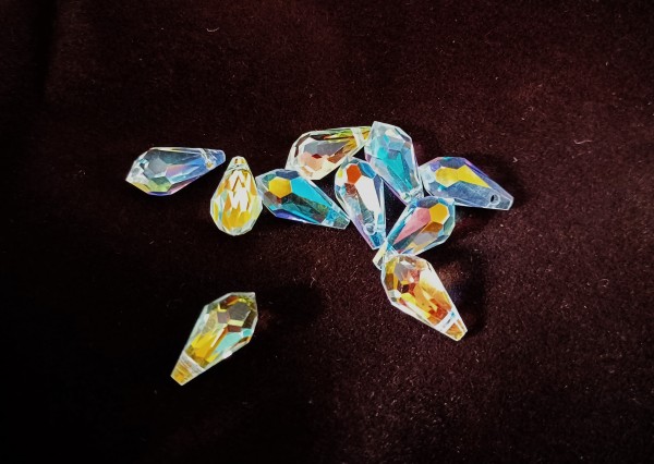 Clear AB Faceted Teardrop Glass Crystal Bead chandelier drops Multicolour