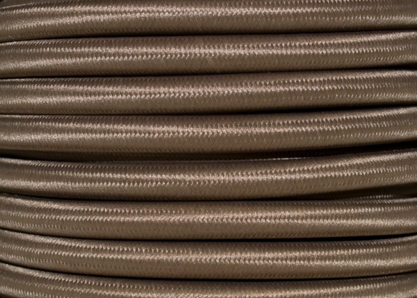 Coffee brown Braided Round silk flex wire 3 core 0.50mm x 100 Metres 