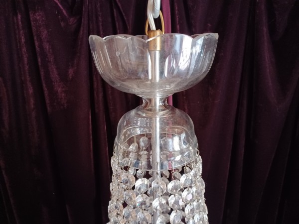 Large tent and bag crystal and glass chandelier 