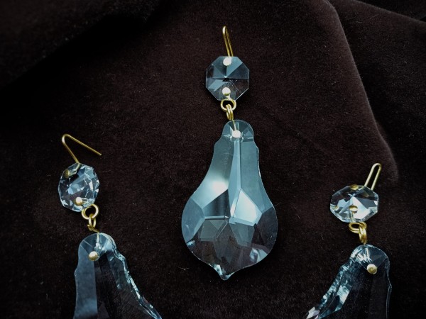 Crystal Chandelier Pear Drop With Button Pack Of Three