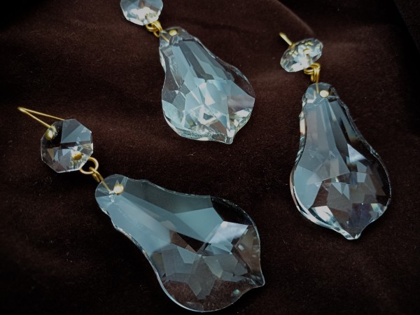 Crystal Chandelier Pear Drop With Button Pack Of Three