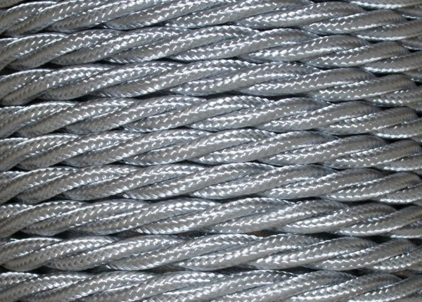 Silver 3 core braided and twisted electrical cable 0.50mm Pack of SHORT Lengths