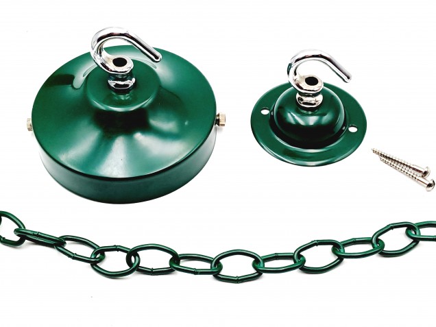 Green and chrome ceiling rose hook large or small with optional chain 