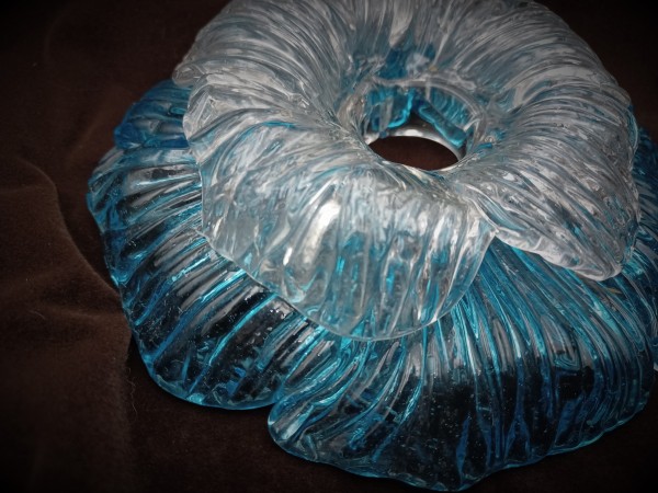 Antique Italian Blue Chandelier Glass Rosette