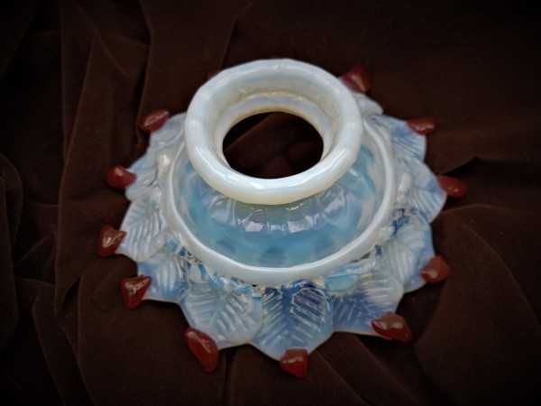 Antique Italian milky blue and red Chandelier glass canopy