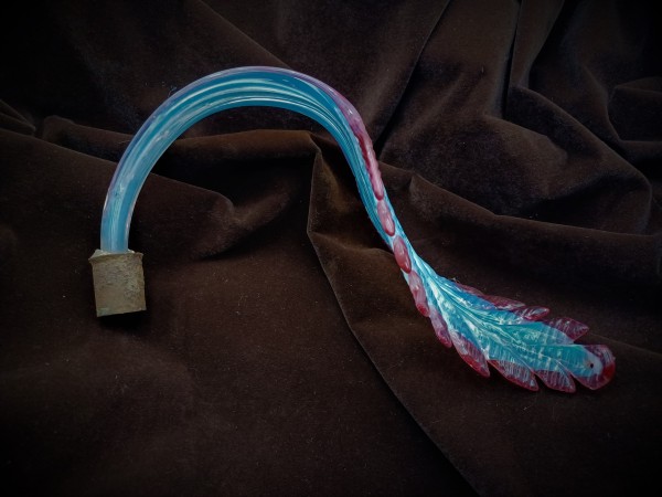 Italian Chandelier glass crook Leaf pink and blue