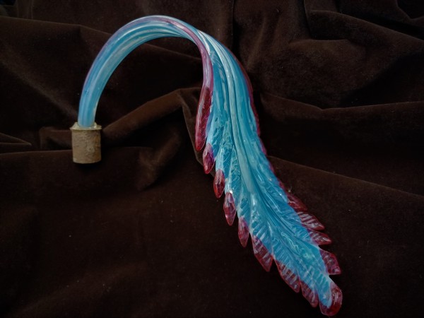 Italian Chandelier glass crook Leaf pink and blue