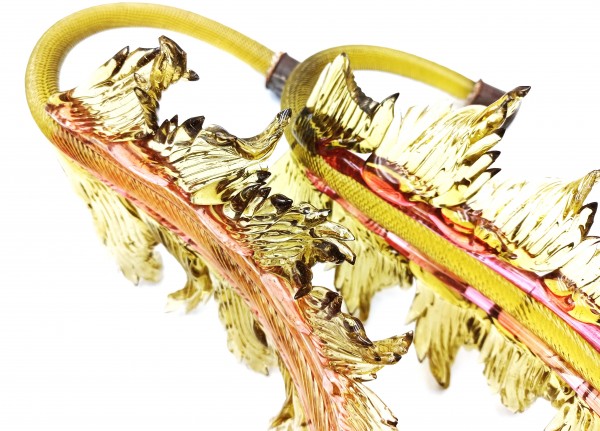 Italian Chandelier glass crook Leaf pink and green pack of 2 