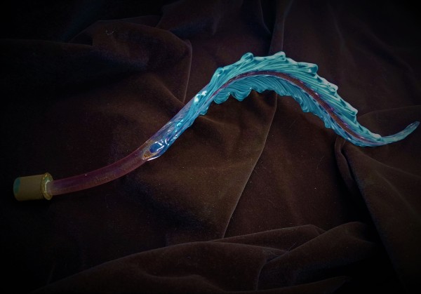 Italian Chandelier glass Leaf pink and blue