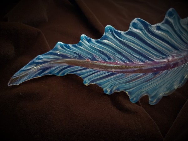 Italian Chandelier glass Leaf pink and blue