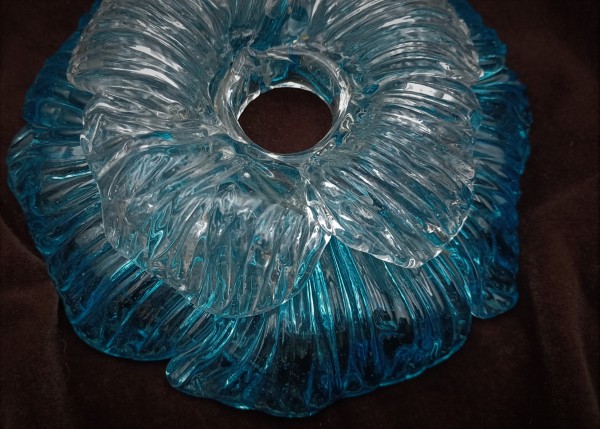 Antique Italian Blue Chandelier Glass Rosette