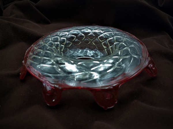Venetian Chandelier Glass Dish Pan With Red Rim 