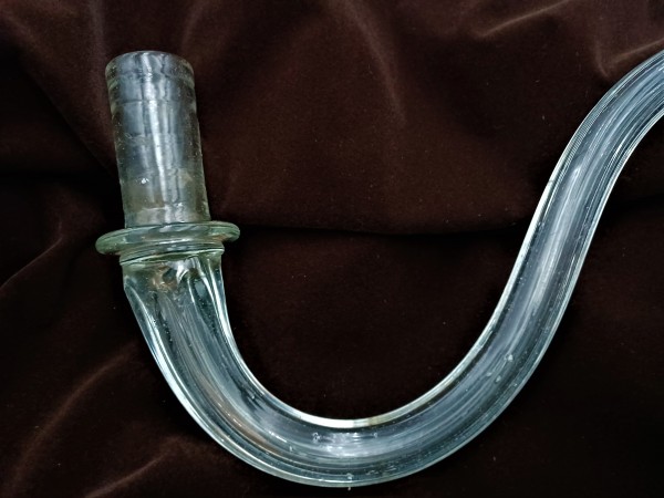 Large antique Murano ribbed Clear Glass Chandelier arm for candle 