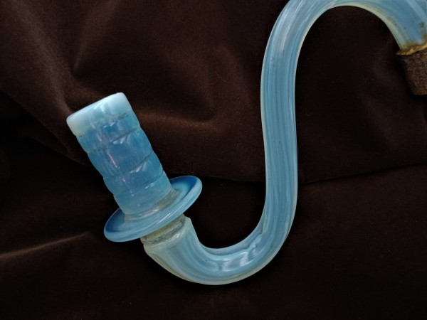 Antique Murano milky blue ribbed Glass Chandelier arm 