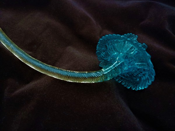 Antique Murano chandelier blue flower with faint green stem glass