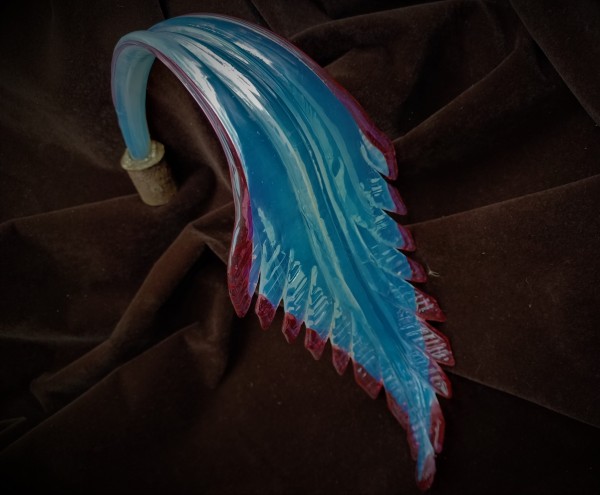 Italian Chandelier glass crook Leaf pink and blue