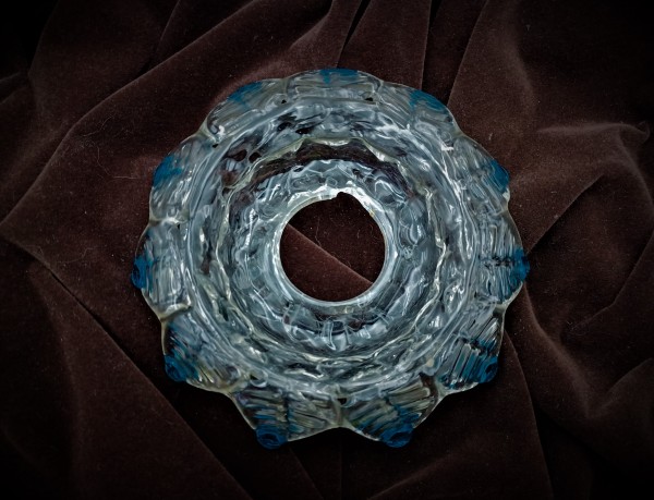 Antique Murano Chandelier Glass Dish with Blue tips 