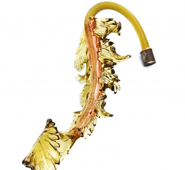 Italian Chandelier glass crook Leaf pink and green pack of 2 