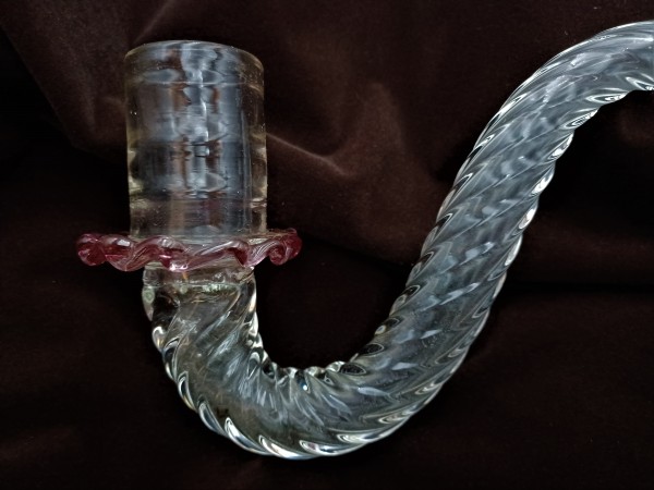 Antique Murano Clear and red Glass Chandelier arm