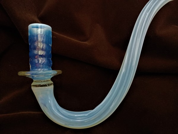 Antique Murano milky blue Glass ribbed Chandelier arm candle only