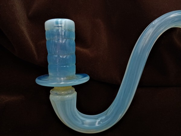 Antique Murano milky blue ribbed Glass Chandelier arm 