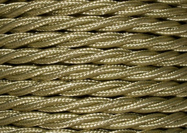 100 METRES of Nugget coloured Braided 3 core silk flex lighting cable 0.75mm