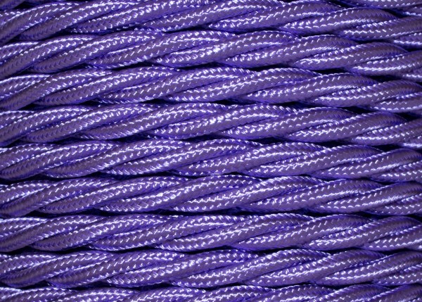 100 METRES of Purple coloured Braided 3 core silk flex lighting cable 0.75mm