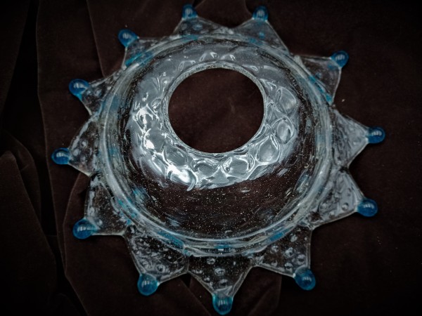 Antique Italian Chandelier Glass Pan with Blue tips