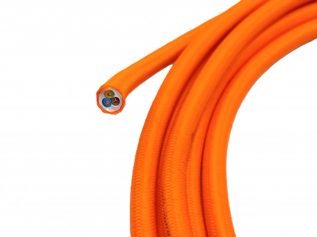 ROUND OVERBRAID 3CORE SILK FLEX CABLE IN ORANGE 0.50 MM