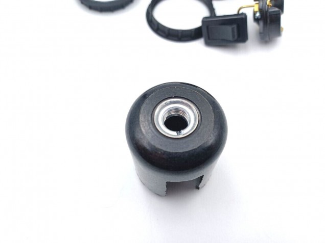 Rocker switch lamp holder E27 Black 10mm base plain or threaded skirt