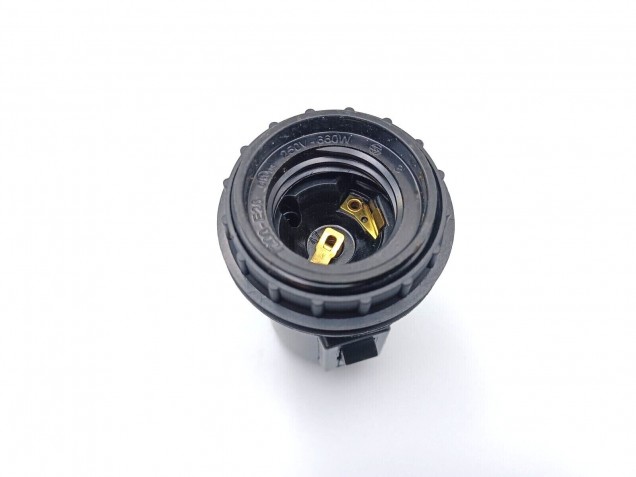 Rocker switch lamp holder E27 Black 10mm base plain or threaded skirt