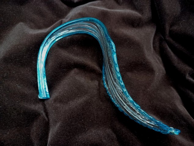 Antique Venetian Murano glass chandelier curled flat leaf C1890 blue clear