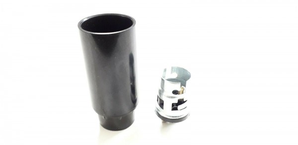 Bakelite B15 SBC lamp holder black plain or threaded skirt plus rings M10 base