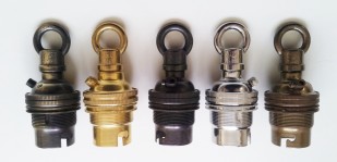 lamp holder with closed hook threaded skirt and ring B22 bayonet cap