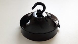 Black chandelier ceiling rose with open hook and bracket