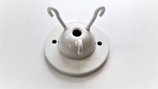 brass 3 hook ceiling plate for light fitting in white