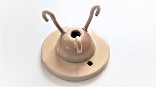 brass 3 hook ceiling plate for light fitting in cream