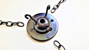 Old bronze finish 3 hook ceiling plate with 3 x 12 inch lengths of old bronze chain