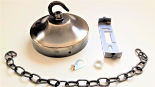 BRUSHED ANTIQUE metal ceiling rose plus strap open hook and 12inch chain 100mm dia