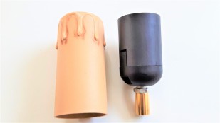 E27 2 part black lamp holder and Candle Tube antique Drip plastic 85mm x 40mm